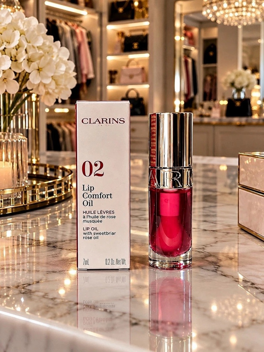 Clarins Lip Comfort Oil 02 Raspberry 7 mL Full Size NIB